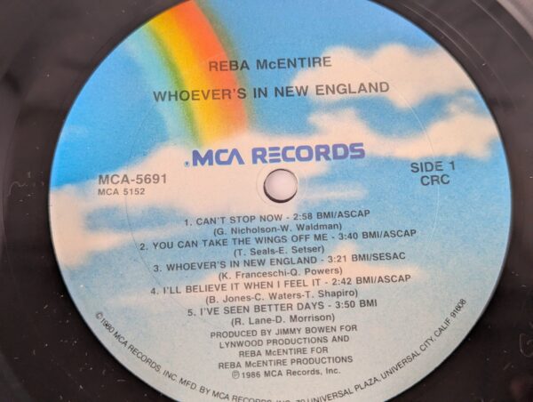 Reba McEntire Whoever's In New England Vinyl LP 1986 Country Music Record Album