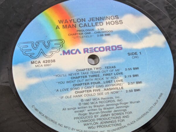 Waylon Jennings A Man Called Hoss Vinyl LP 1987 MCA-42038 Country Music Record