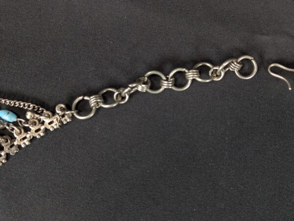 Vintage MCM Alpaca Silver Swag Hip Belt Draped Chains Blue Beads Belly Dancing