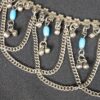 Vintage MCM Alpaca Silver Swag Hip Belt Draped Chains Blue Beads Belly Dancing