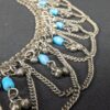 Vintage MCM Alpaca Silver Swag Hip Belt Draped Chains Blue Beads Belly Dancing