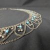 Vintage MCM Alpaca Silver Swag Hip Belt Draped Chains Blue Beads Belly Dancing