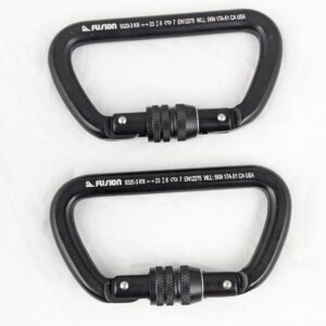 Pair of Fusion 9320-3 Screw-Lock Carabiners 23kN Black Climbing Industrial Gear