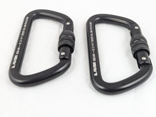 Pair of Fusion 9320-3 Screw-Lock Carabiners 23kN Black Climbing Industrial Gear