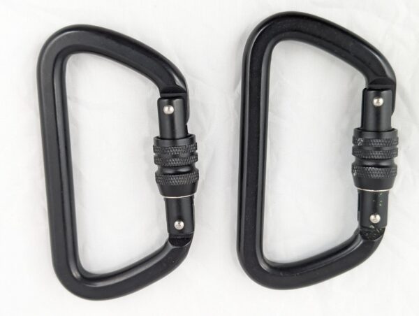 Pair of Fusion 9320-3 Screw-Lock Carabiners 23kN Black Climbing Industrial Gear