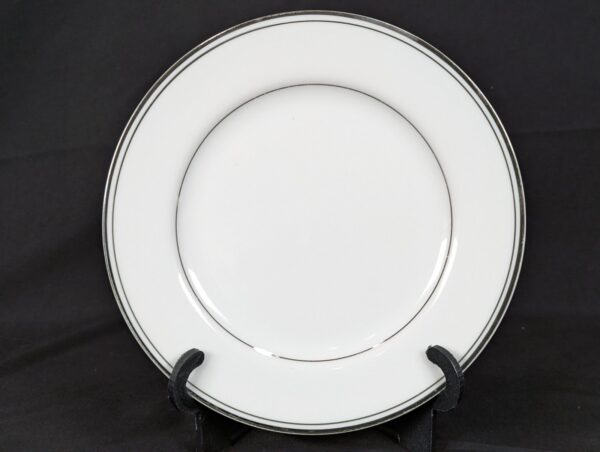 Simplicity Fine China 7.5 Salad Plate White Porcelain Platinum Rim Single Set