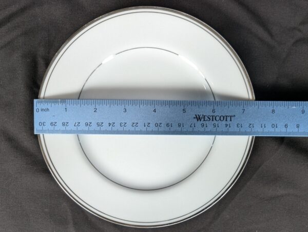 Simplicity Fine China 7.5 Salad Plate White Porcelain Platinum Rim Single Set