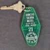 Vintage Rancho Sierra Motel Key and Green Plastic Keychain Tag Schlage Reno NV