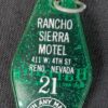 Vintage Rancho Sierra Motel Key and Green Plastic Keychain Tag Schlage Reno NV
