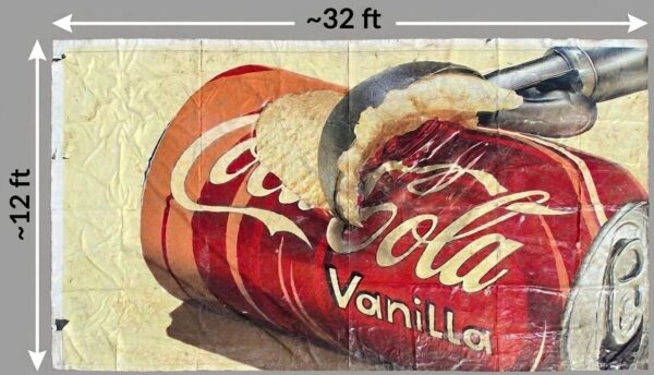 Coca-Cola Vanilla Advertising Banner Large Format Heavy Duty Vinyl Red Cream ...