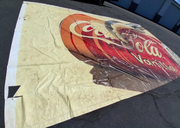 Coca-Cola Vanilla Advertising Banner Large Format Heavy Duty Vinyl Red Cream ...