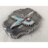 Vintage Southwest Belt Buckle Silver Tone Red Turquoise Man Bird Design Good