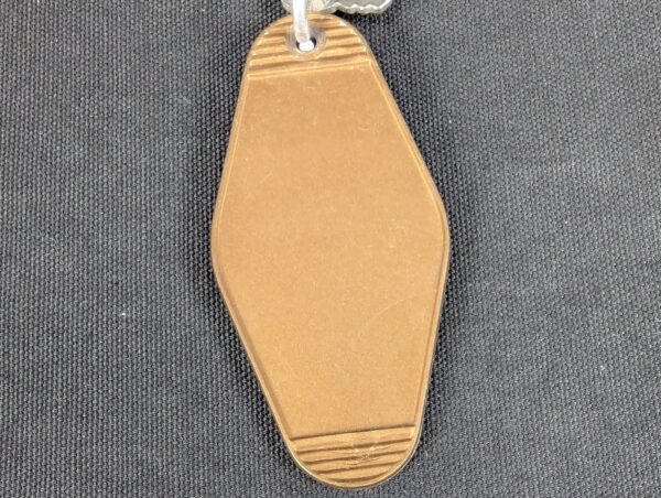 Vintage McGuire Holiday Motel Key and Keychain Wrightstown NJ Mid-Century Brown