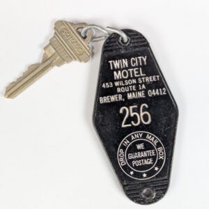 Schlage Twin City Motel Key Fob Brewer Maine 453 Wilson Street Vintage Black 256