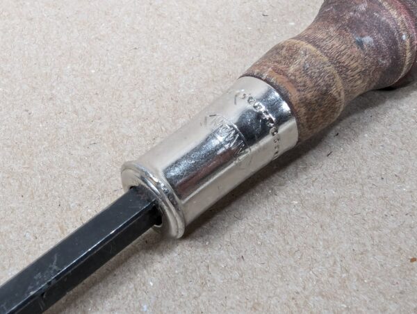 Vintage Flat-Head Screwdriver Wooden Handle Metal Ferrule Marked Taiwan Tool 10"