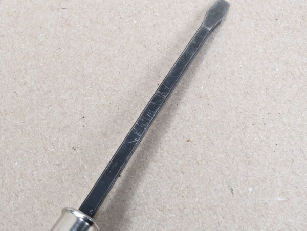Vintage Flat-Head Screwdriver Wooden Handle Metal Ferrule Marked Taiwan Tool 10"