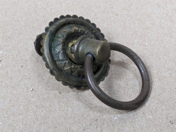 Vintage Brass Furniture Pulls Set 3pc Two Ornate Drop Pulls One Rosette Model...