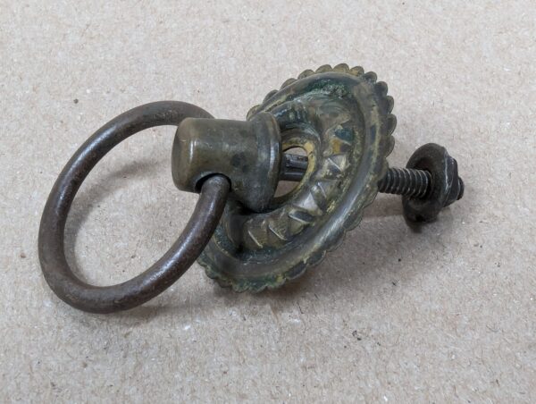 Vintage Brass Furniture Pulls Set 3pc Two Ornate Drop Pulls One Rosette Model...