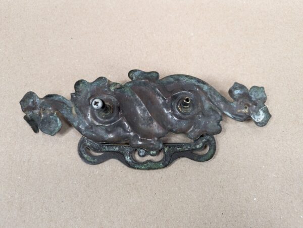 Vintage Art Nouveau Style Brass Drawer Pulls Swinging Handles Set of Three Brass