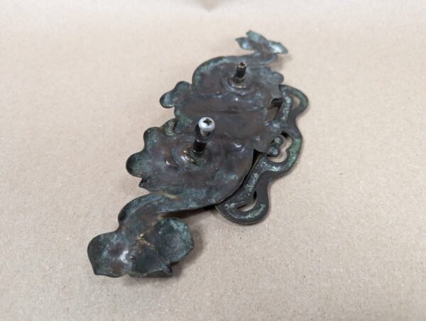 Vintage Art Nouveau Style Brass Drawer Pulls Swinging Handles Set of Three Brass