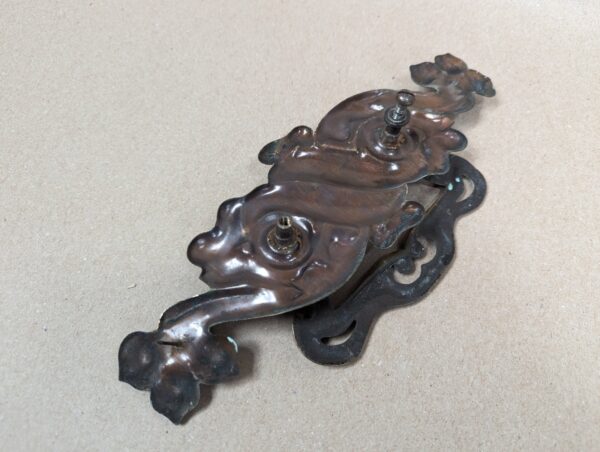 Vintage Art Nouveau Style Brass Drawer Pulls Swinging Handles Set of Three Brass
