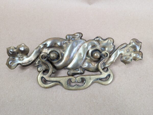 Vintage Art Nouveau Style Brass Drawer Pulls Swinging Handles Set of Three Brass