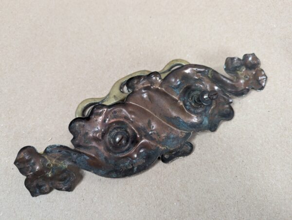 Vintage Art Nouveau Style Brass Drawer Pulls Swinging Handles Set of Three Brass