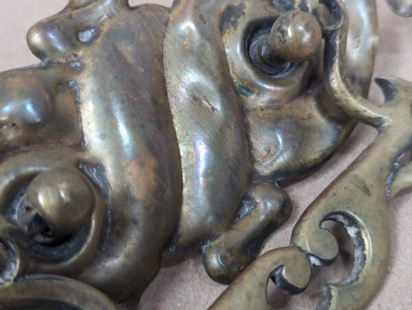 Vintage Art Nouveau Style Brass Drawer Pulls Swinging Handles Set of Three Brass
