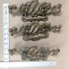 Vintage Art Nouveau Style Brass Drawer Pulls Swinging Handles Set of Three Brass