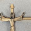 Mid-Century Modern Style Crucifix Pendant Linear Brass Cross Textured Metal F...