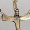 Mid-Century Modern Style Crucifix Pendant Linear Brass Cross Textured Metal F...