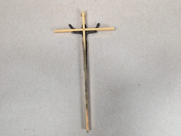 Mid-Century Modern Style Crucifix Pendant Linear Brass Cross Textured Metal F...