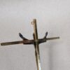 Mid-Century Modern Style Crucifix Pendant Linear Brass Cross Textured Metal F...