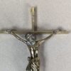 Mid-Century Modern Brass Wall Crucifix Minimalist Stylized Corpus Western Ger...