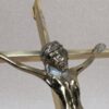 Mid-Century Modern Brass Wall Crucifix Minimalist Stylized Corpus Western Ger...