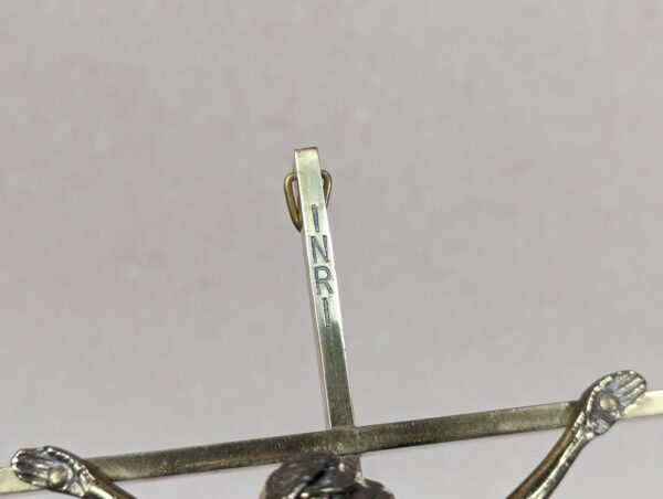 Mid-Century Modern Brass Wall Crucifix Minimalist Stylized Corpus Western Ger...