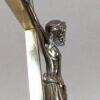 Mid-Century Modern Brass Wall Crucifix Minimalist Stylized Corpus Western Ger...