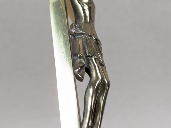 Mid-Century Modern Brass Wall Crucifix Minimalist Stylized Corpus Western Ger...