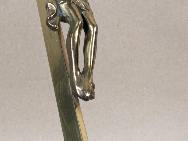 Mid-Century Modern Brass Wall Crucifix Minimalist Stylized Corpus Western Ger...