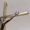Mid-Century Modern Brass Wall Crucifix Minimalist Stylized Corpus Western Ger...