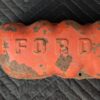 Vintage Ford Inline-6 Engine Valve Cover Orange Metal Automotive Display Piece
