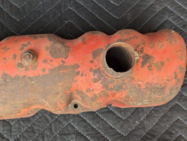 Vintage Ford Inline-6 Engine Valve Cover Orange Metal Automotive Display Piece