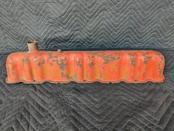 Vintage Ford Inline-6 Engine Valve Cover Orange Metal Automotive Display Piece