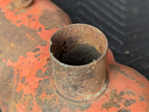Vintage Ford Inline-6 Engine Valve Cover Orange Metal Automotive Display Piece