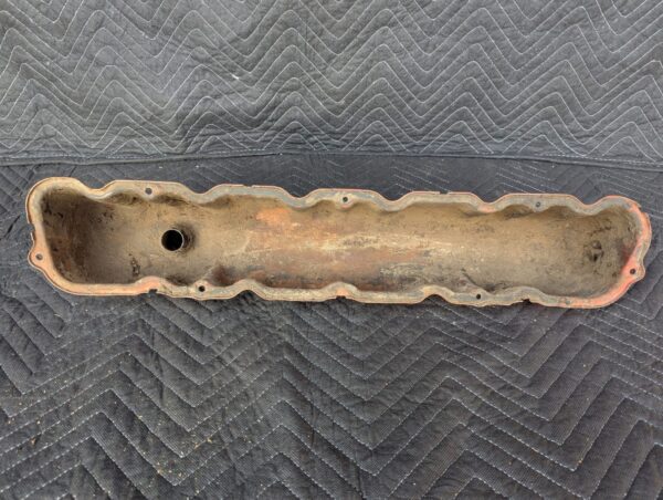 Vintage Ford Inline-6 Engine Valve Cover Orange Metal Automotive Display Piece