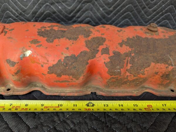 Vintage Ford Inline-6 Engine Valve Cover Orange Metal Automotive Display Piece