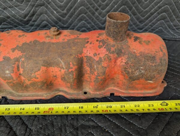 Vintage Ford Inline-6 Engine Valve Cover Orange Metal Automotive Display Piece