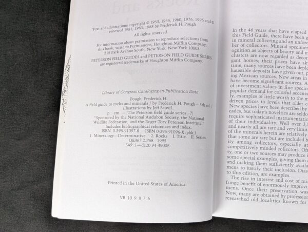 Peterson Field Guide: Rocks and Minerals 5th Edition 1996 Frederick H. Pough ...