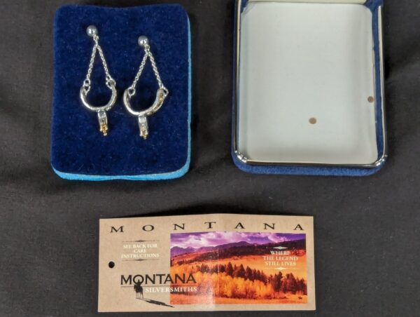 Montana Silversmiths Drop Earrings Western Spur Design Two-Tone Silver Gold Tone