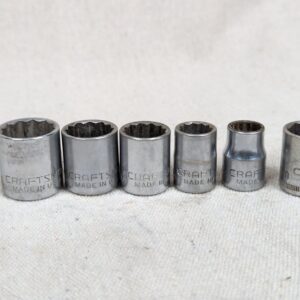 10-568.jpg Vintage Craftsman USA Socket Set 11/16 5/8 9/16 7/16 3/8 14mm Mixed Sizes Tool